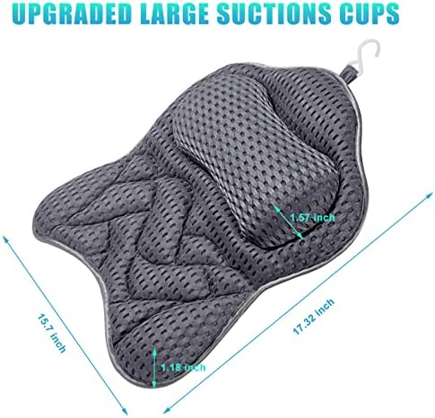 Bath Pillow, Tub Pillow for Bathtub with Strong Non-Slip Suction Cups and Comfortabl 3D AirMesh Bath Pillow for Women &Man