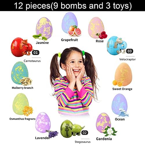 Bath Bombs for Kids with Toys Inside Surprise, Dino Egg Bath Bomb Kit with Dinosaur Toy Organic and Natural Bath Fizz Spa Bath Set Gift, for Birthday Easter Christmas Boys and Girls Gifts