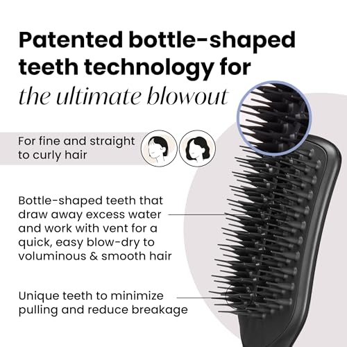 Tangle Teezer Ultimate Blow Dry Brush, Vented Hair Brush for a Quick & Easy Blowout, Adds Volume & Lift, for Fine to Medium Hair Types, Jet Black