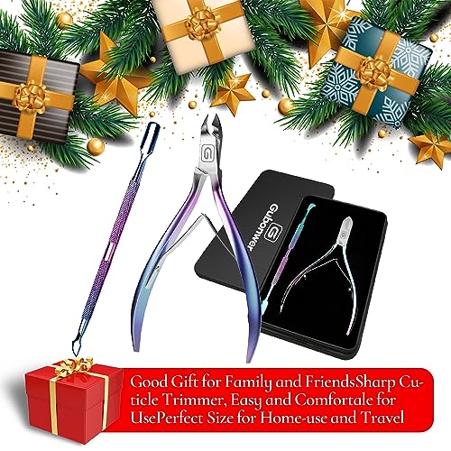 Cuticle Trimmer 3/4 Jaw Extremely Sharp Cuticle Nippers Scissors Stainless Steel Clippers Cutter Remover for Pedicure Manicure Nail Tool with Cuticle Pusher