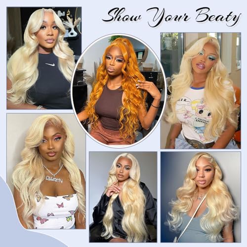 613 13x6 Lace Front Wig Human Hair 210 Density Blonde Wig Human Hair 30 Inch Body Wave Lace Front Wigs Human Hair Pre Plucked 613 HD Lace Frontal Wigs 613 Wig