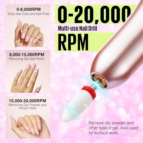 MEFA Dip Powder Nail Kit with Portable Electric Nail Drill, Summer Glitter Shimmery Hot Pink Pastel Violet Neon Orange 32 Colors Dipping Powder Liquid Set Bright Shades French Nail Art Manicure Salon