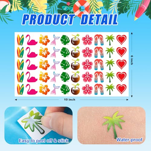 Tanning Stickers for Body, 500Pcs Hawaiian Self Adhesive Removable Tanning Sunbathing Stickers for Woman Kids Summer Beach Face Body Accessories