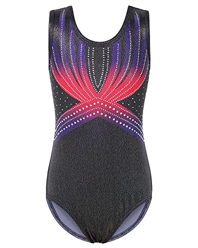 BAOHULU Gymnastics Leotards for Toddler Girls Shiny Dance Outfit Athletic Apparel B302_Black_8A
