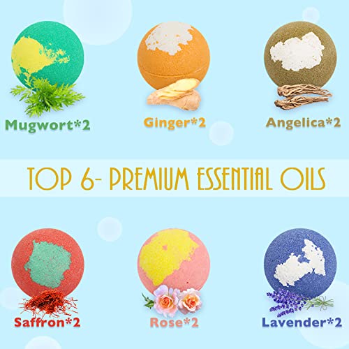 Foot Bath Bombs 12 Pack,Organic Foot Soak with Bath Salt,Foot Spa Bomb Rich Essential Oils for Dry Cracked, Athletes Foot, Stubborn Foot Odor Scent,Tired Sore Feet