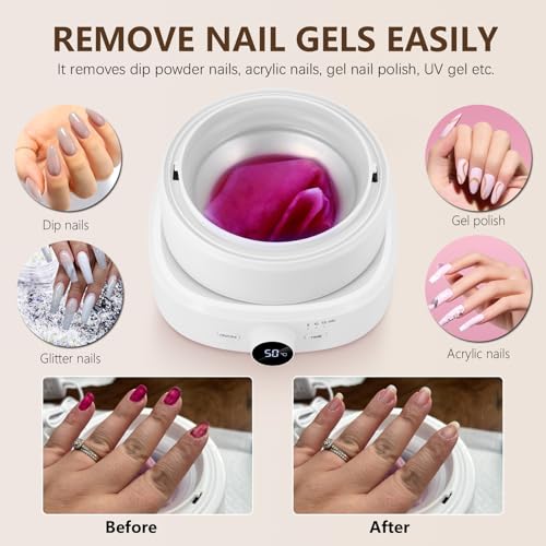 Adjustable Temperature Electric Nail Soaking Bowl, Electric Soak off Gel Polish Remover Machine Removes Nail Polish, Dip Powder, Acrylic, Press on Nails for Salon Home Use