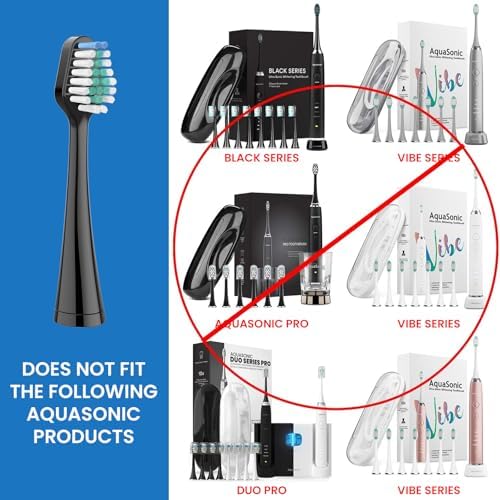Replacement Toothbrush Heads for AquaSonic Duo Series and Home Dental Center Electric Toothbruh, NOT Compatible with Duo Series Pro, 5 White + 5 Black