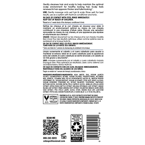 NUTRI-OX Gentle Shampoo Normal for Thinning Hair | Thicker, Fuller-Looking Hair | Clinically & Dermatologically Tested | Peppermint | Color-Safe