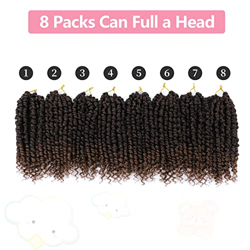 Fulcrum Passion Twist Hair 8 Inch, 8 Packs Passion Twist Crochet Hair for Black Women, Prelooped Crochet Twist Hair with Curly Ends (8Inch, T30#)