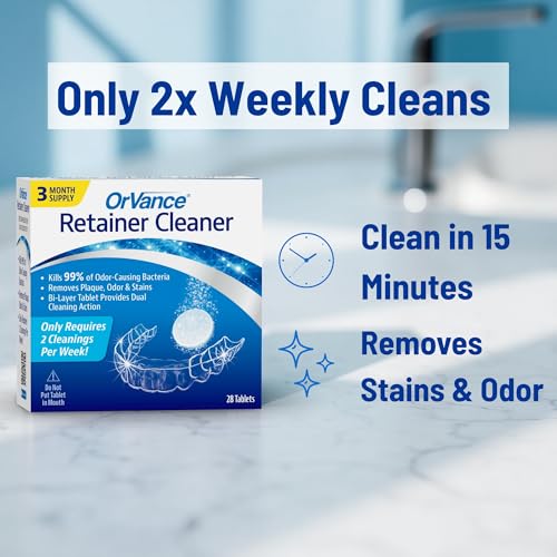 Retainer Cleaner Tablets (6 Month Supply) | Only 2 Cleanings Per Week Required | Removes Odors, Stains, Plaque for Invisalign, Mouth/Night Guards, and Removable Orthodontic Appliances