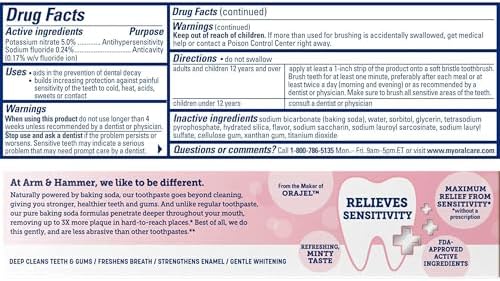 ARM & HAMMER Sensitive Teeth & Gums Toothpaste, 6 Pack, Refreshing Mint, Anticavity Fluoride Toothpaste with Baking Soda, Whitening Enamel Strengthening Paste, Travel Size 0.9 Oz