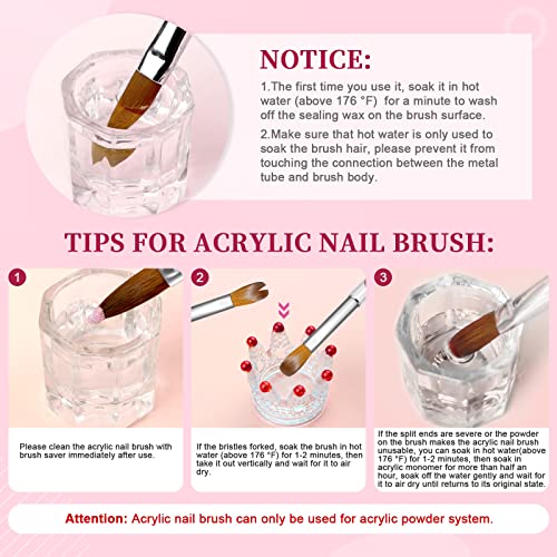 SAVILAND 4PCS Kolinsky Acrylic Nail Brush Set - Professional Nails Brushes for Acrylics Powder Application & 3D Nail Art, Sizes 8/10/12/14 Acrylic Brushes - Essential Nail Extension Kit Salon Home