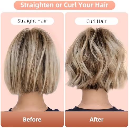 Cordless Curling Iron Brush, 1.5 Inch Mini Travel Hair Curler with 200 Million Negative Ions, Portable Heated Round Straightener Brush Rechargeable for Curl, Touch-Up, De-Frizz, Styling, Rose Gold