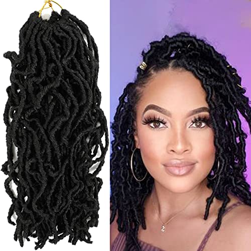 8 Packs Short Faux Locs Crochet Hair 120 Strands 12Inch Soft Locs wavy Dreadlocks Crochet Braids Natural Black Pre-Looped Crochet Hair for Women (1B, 12 Inch (Pack of 8))
