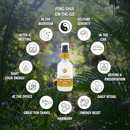 Zenotica® Feng Shui and Space Clearing Spray: Organic, Eco-Friendly, Fair-Trade Essential Oil Blend to Cleanse, Harmonize, Reset, and Restore Serenity and Balance. 2 Fluid Ounces (60ml).
