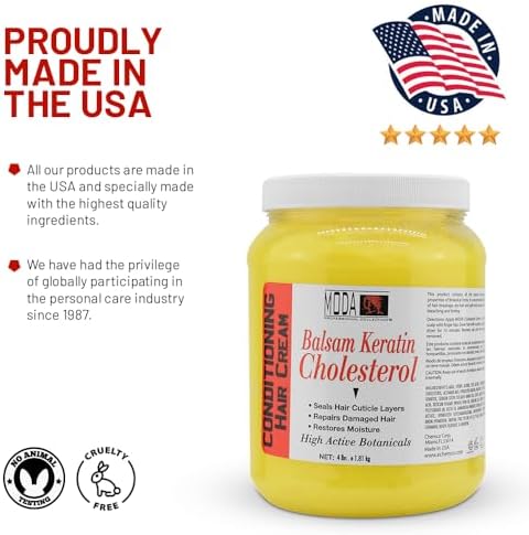 MODA - Cholesterol Deep Conditioning Hair Cream with Keratin, Panthenol, Collagen Amino Acids, Jojoba Oil, and Vitamin E – 64 Oz