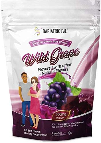 BariatricPal 90-Day Bariatric Vitamin Bundle (Multivitamin ONE 1 per Day! Capsule with 45mg Iron and Calcium Citrate Soft Chews 500mg with Probiotics - Wild Grape)