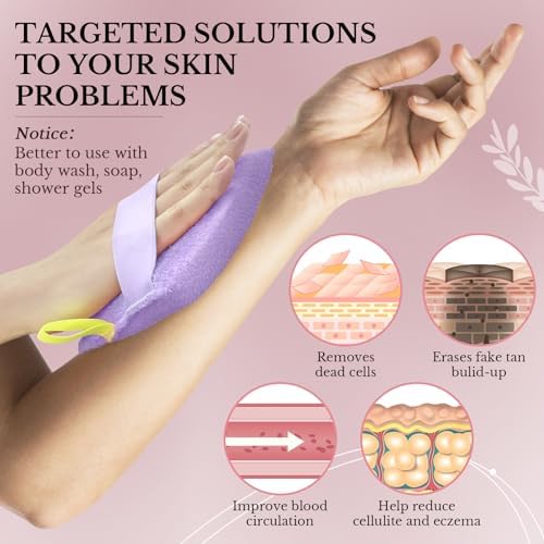 MIG4U Exfoliating Body Scrubber Sponge Exfoliate Dead Skin Bath Sponge for Shower, Luxury Foaming Skin Scrubber for Women Men, 3 Pack Classical