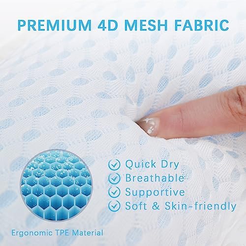 Bath Pillow Bathtub Pillow with 3 Non-Slip Suction Cups,Bath Pillow for Tub-Comfortable Bathtub Pillows for Neck Head and Back Support，Extra Thick and Soft Air Mesh Pillow for Bath,White