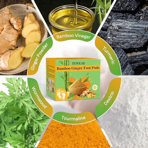 62 Pads Foot Pads Natural Turmeric & Ginger, Wormwood, Bamboo Vinegar, 62Pads Goodnight Pads Included 62 Adhesive Sheets