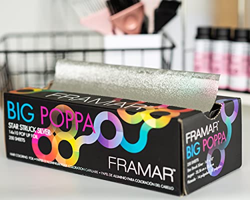 Framar Big Poppa Silver Pop Up Hair Foil - Aluminum Foil Sheets, Hair Foils For Highlighting, Pop Up Foils For Hair Stylist, 250 Pop Up Foil Sheets, Hair Color Supplies – 10x14 inches