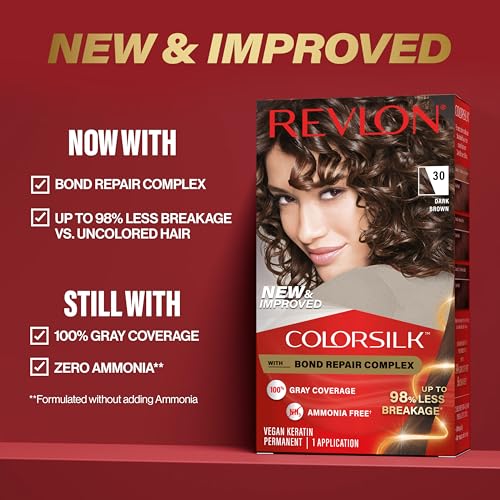 Revlon ColorSilk with Bond Repair Complex, Burgundy Permanent Hair Color, 100% Gray Coverage, Ammonia Free Hair Dye, Vegan Keratin, 48 Burgundy (Pack of 3)
