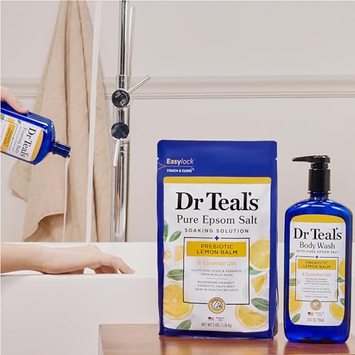 Dr Teal's Foaming Bath with Pure Epsom Salt, Prebiotic Lemon Balm & Essential Oils, 34 fl oz (Pack of 4)