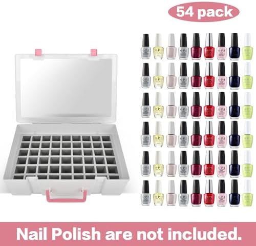 FULLCASE Nail Polish Organizer Holder, 54 Bottle Nail Storage Container for OPI/for Sally Hansen/for Revlon/for Essie/for AIMEILI/for Fingernail and More Gel Polish(Box Only) (White)