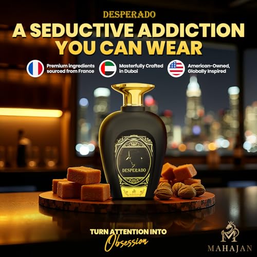 Mahajan Desperado Eau de Parfum - Powerful & Seductive Men’s Cologne - Spicy, Woody, & Sweet Fragrance for Day & Night - Long-Lasting Luxury Perfume for Men (3.4 oz)