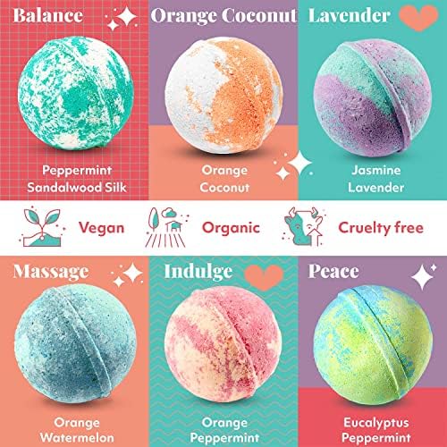 Bath Bombs XL Gift Set, 12 USA Made Extra Large Handmade Aromatherapy Fizzies with Epsom Salt and Kaolin Clay, Vegan for Women, Men, Kids