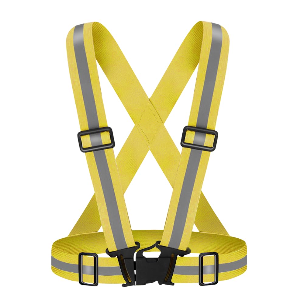 Fepdiu High Visibility Reflective Vest Safety Vest Running Reflective Gear Adjustable Reflective Vest for Walking,Jogging,Hiking,Night Cycling (Golden)