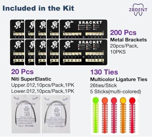 Dental Braces Kit Orthodontic Metal Braces Kit, Orthodontic Ligature Ties Kit