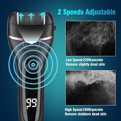 Foot Callus Remover Electric Callus Remover for Feet, Yooikeey Electric Foot Scrubber Dead Skin Remover,16 in1 Pedicure kit for Dead Skin&Cracked Heel or Rough Hand with 3 Roller Heads 2 Speed (black)