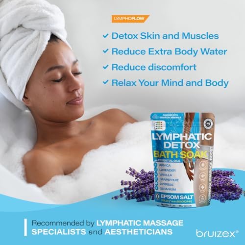 Arnica Montana Bath Salts, Espom Salt Bath Soak for Lymphatic Drainage & Body Detox, Epsom Salts for Soaking with Essential Oils, Bath Salts for Pain Relief, Swelling & Post Surgery, 1 Lb