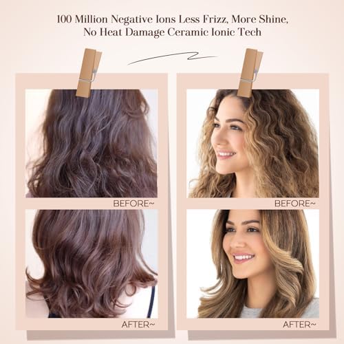 Travel Hair Dryer Brush, Nano Titanium 2 Inch One Step Hair Dryer & Styler Volumizer, Mini Oval Hot Air Brush, White and Rose Gold, HB004