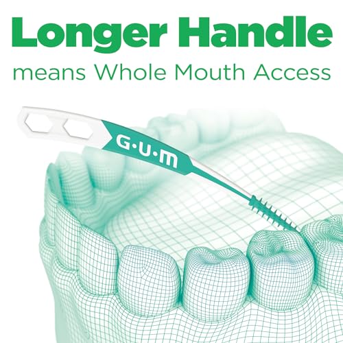 GUM Soft-Picks Advanced, Easy to Use Dental Picks for Teeth Cleaning and Gum Health, Disposable Interdental Brushes with Convenient Carry Case, Dentist Recommended Dental Picks, 60ct (6pk)