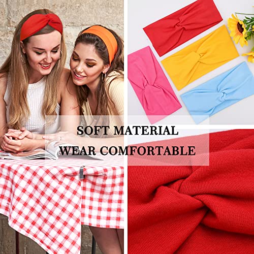 FEQO 18 Pieces Twist Headbands for Women Non-Slip Twisted Turban Stretchy Elastic Colorful Hair Bands for Workout Yoga Sports(Classic Colors)