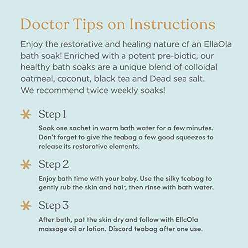 Oatmeal Bath Soak for Babies Kids & Adults - Baby Bath Tea Soaks Made with Prebiotics to Relieve Dry, Itchy, Eczema Prone Skin While Gently Cleansing, Fragrance Free I 4 Bath Tea Soaks