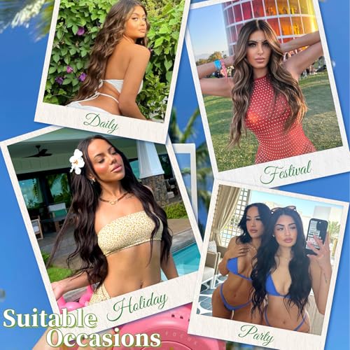 KooKaStyle Invisible Wire Hair Extensions with Transparent Wire Adjustable Size 4 Secure Clips Long Wavy Secret Synthetic Hairpiece 20 Inch Dark Brown for Women