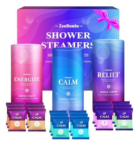 Shower Steamers, 18 Pack Set Shower Bombs with 6 Organic & Natural Fragrance, Self-Care & Relaxation Presents for Women and Men, Ideal for Personal Care and Birthday, Halloween Presents