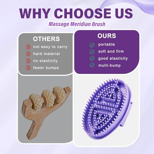 Meridians Massage Brush,2025 New Full Body Relaxation Handheld Massage Comb Essential Oil Brushs,Beauty Salon Professional Custom Meridian Brush for Body and Leg Relaxation (Purple)