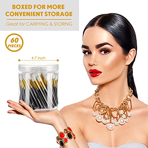 Patelai 60 Pieces Lash Shampoo Brushes with Container, Eyelash Extension Cleansing Brush Nose Pore Cleaning Tool Peel off Blackhead Removing Tool Cosmetic Lash Cleanser Facial Cleansing(Black)
