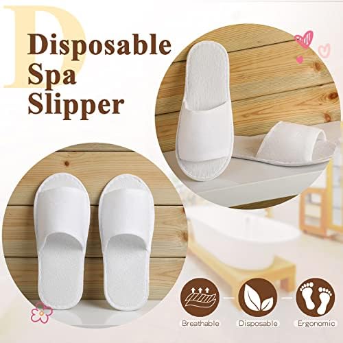 Coume 48 Pairs Disposable Slippers for Guests Bulk Soft Disposable Hotel Spa Slippers Open Toe White Non-Slip for Women Men Home Indoor Hotel Travel Wedding Party