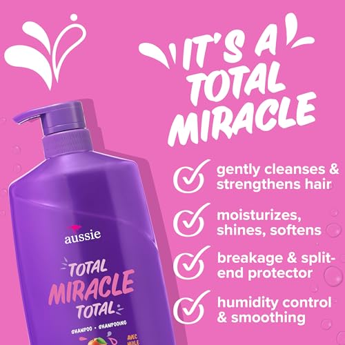 Aussie Total Miracle with Apricot & Macadamia Oil, Paraben Free Shampoo, 26.2 fl oz Pack of 4