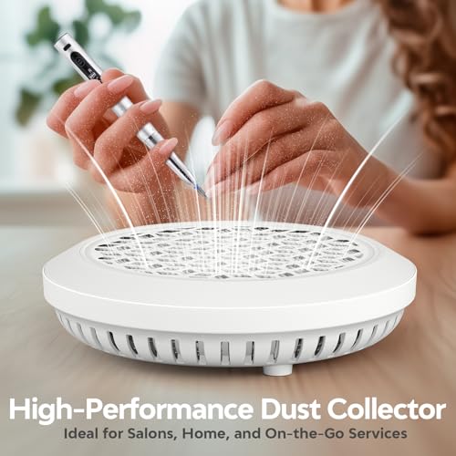 Nail Dust Collector, Compact Nail Dust Collector for Beginner, Vacuum Nail Fan Dust Collector with Reusable Filter for Acrylic Nail Polishing, Salon, Home, Training Classes