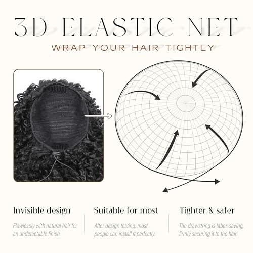 Ponytail For Black Women Drawstring Ponytail Curly Hair Short Ponytail Extension Pony tails Drawstring Hair Pieces Human Hair Feeling For Daily Use (#1B)