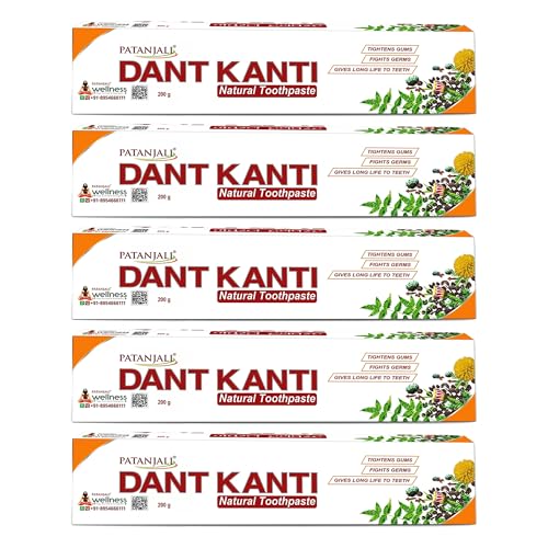 Patanjali Dant Kanti Natural Toothpaste 200g / 6.76 fl oz - (Pack of 5)