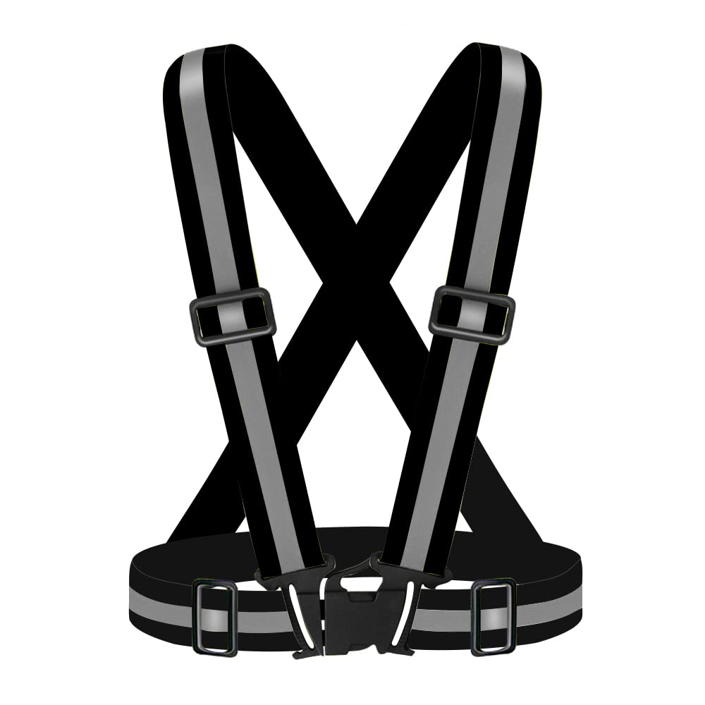 Fepdiu High Visibility Reflective Vest Safety Vest Running Reflective Gear Adjustable Reflective Vest for Walking,Jogging,Hiking,Night Cycling (Black)