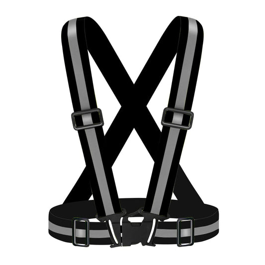 Fepdiu High Visibility Reflective Vest Safety Vest Running Reflective Gear Adjustable Reflective Vest for Walking,Jogging,Hiking,Night Cycling (Black)