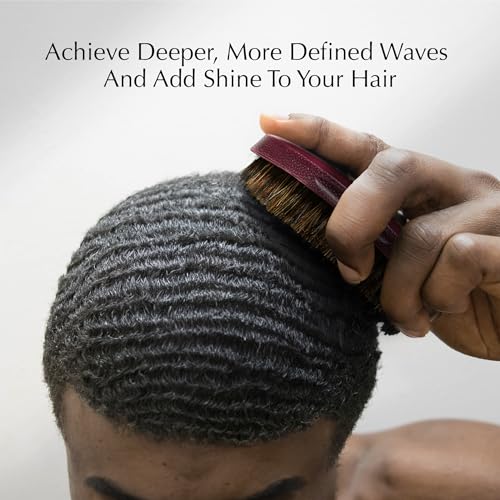 Red by Kiss Premium Pocket Wave Bow Wow Curved Palm Brush Soft, High Density Curved Bristles for Deep Natural 360 Waves, Pocket Size with Travel Cover for Coarse Hair & Wolfing Stage